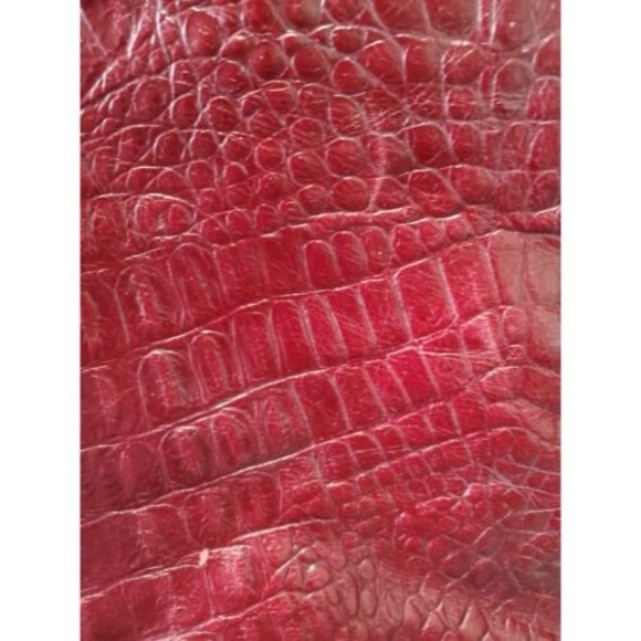 Charles David Red Alligator Leather Hobo Bag Purse Travel Overnight Drawstring - Picture 9 of 16